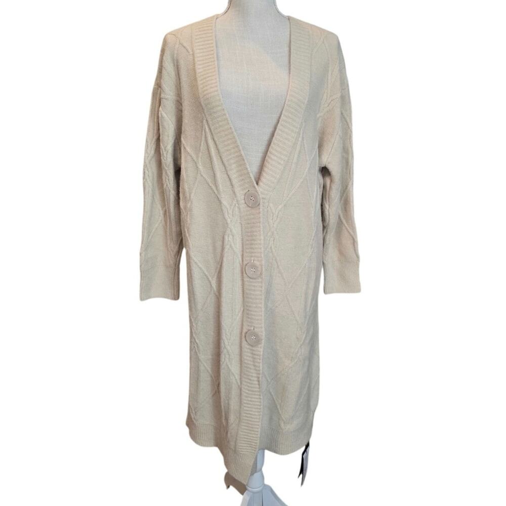 NWT Cream Knit Long Cardigan Sweater Cardigan Sz. ONESIZE